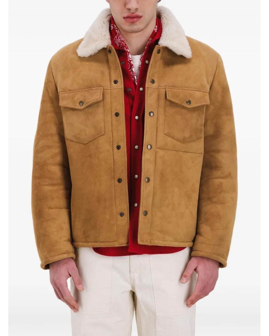 Fortela Natural Quarter Patch-Pocket Shearling Jacket for men