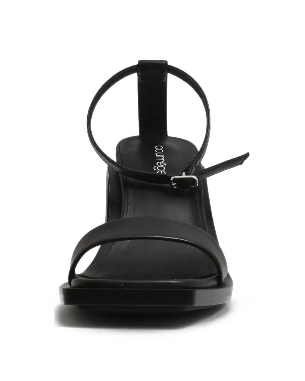 Courreges Black Sandales Stream En Cuir À Talon