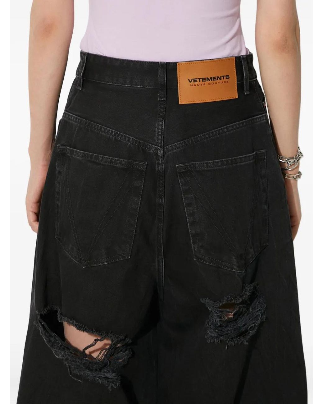 Vetements Black Big Shape Distressed Jeans