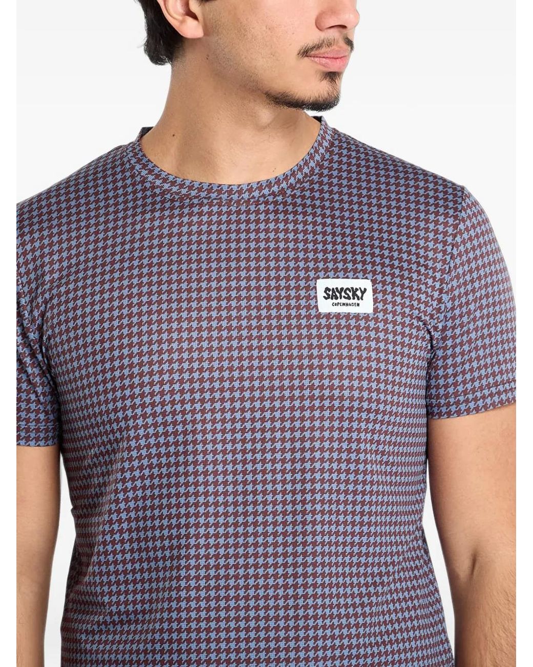 Saysky Blue Houndstooth Combat T-Shirt for men