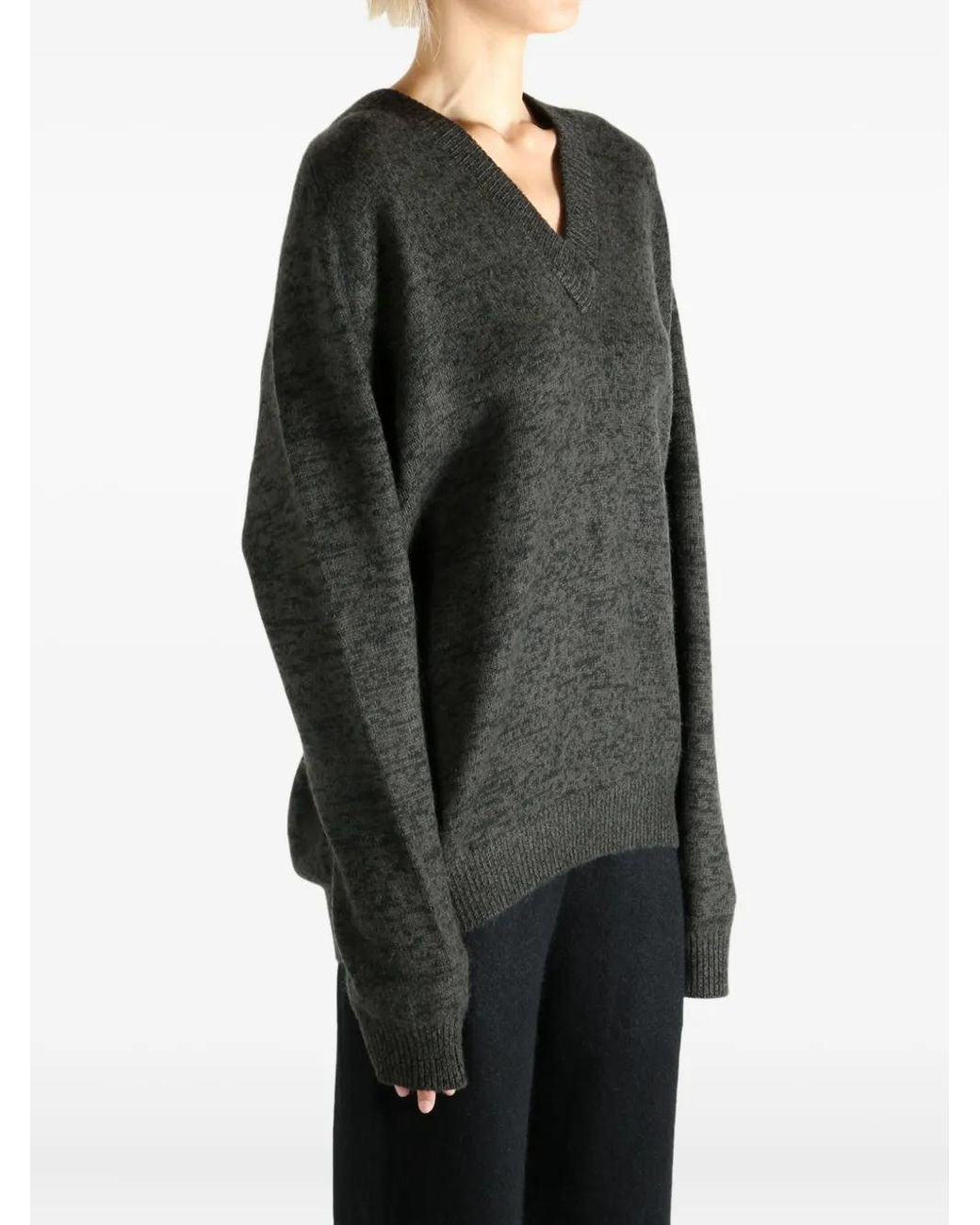 Frenckenberger Gray V-Neck Mélange Sweater