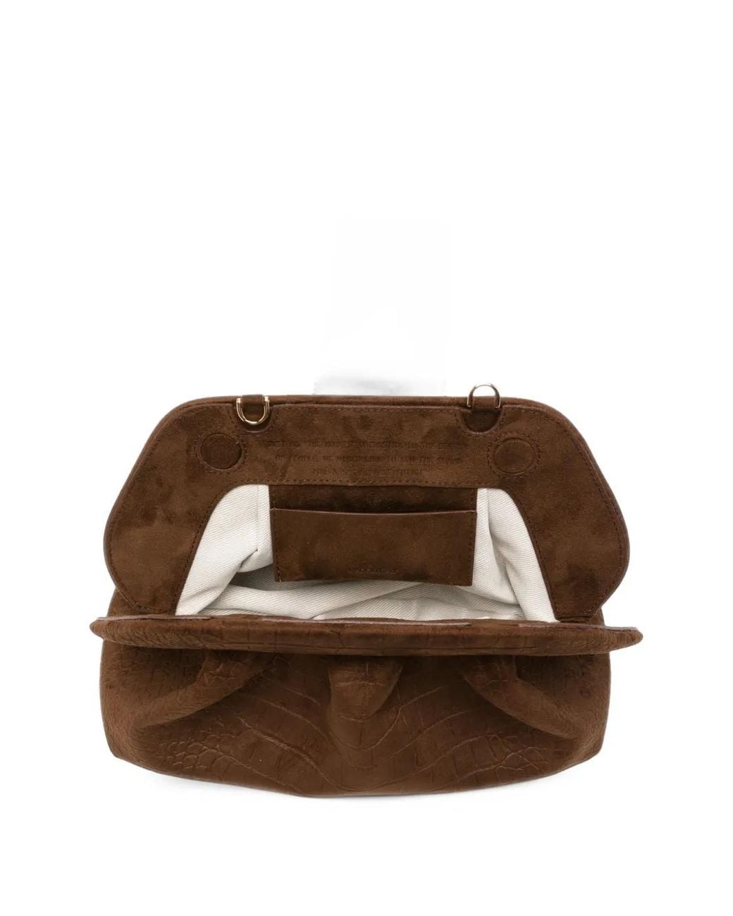 THEMOIRÈ Brown Crocodile-Effect Suede Clutch Bag