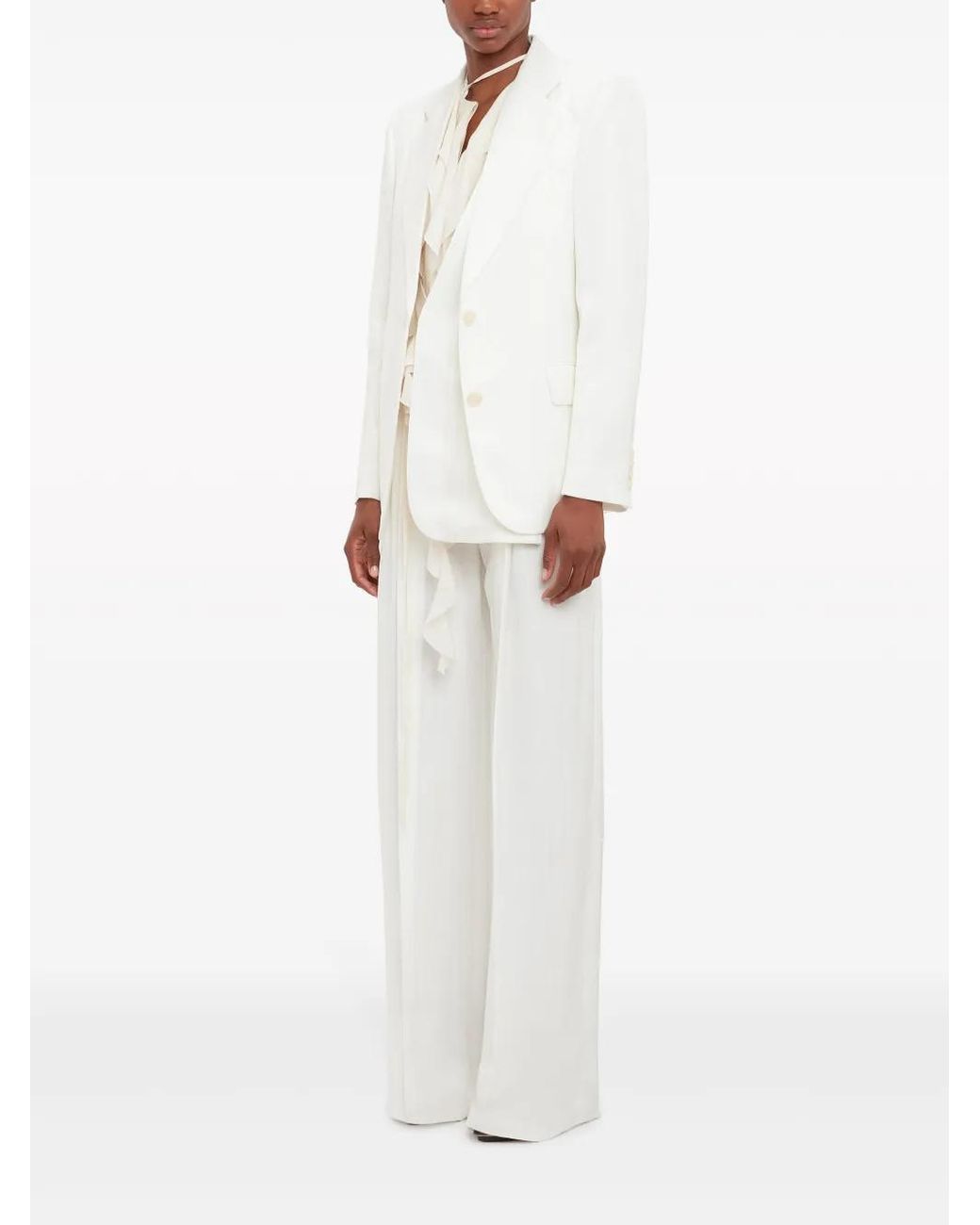 Victoria Beckham White Asymmetric Double-Layered Blazer