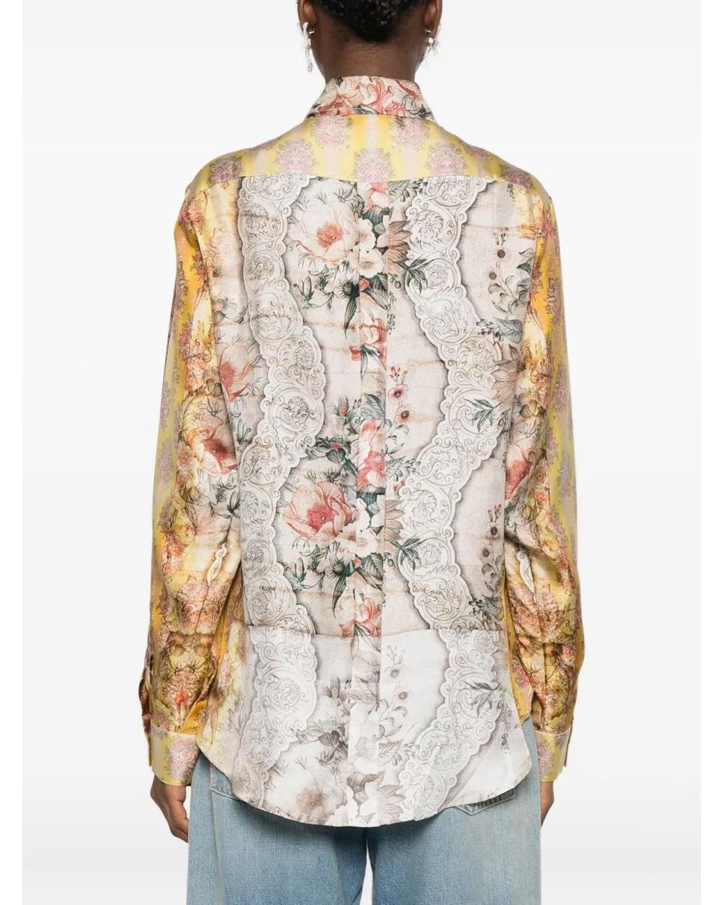 Pierre Louis Mascia Natural Floral Lace-Detailed Shirt