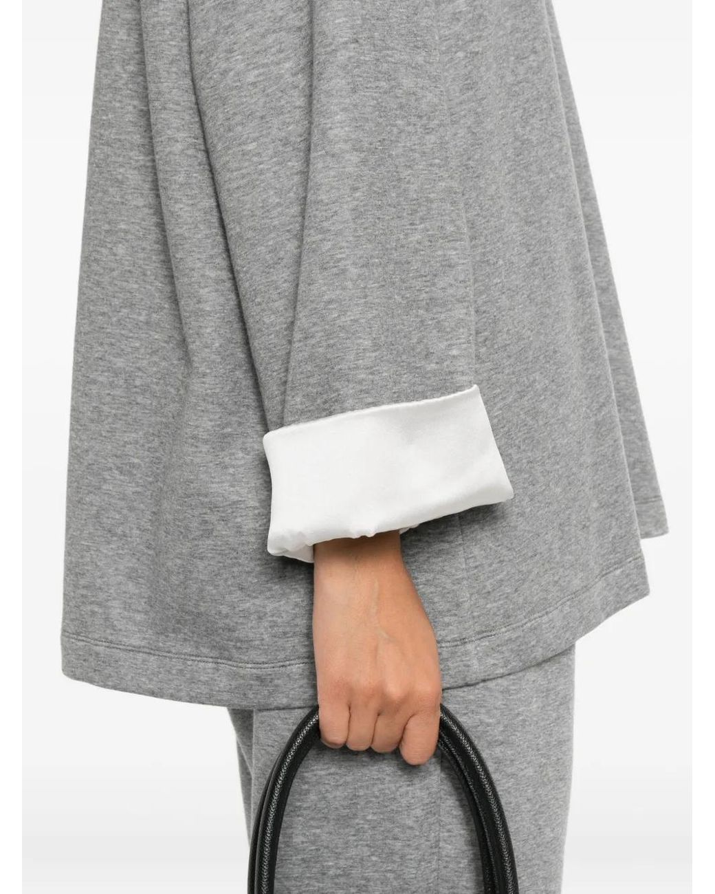 Carven Gray Contrasting-Cuff Top