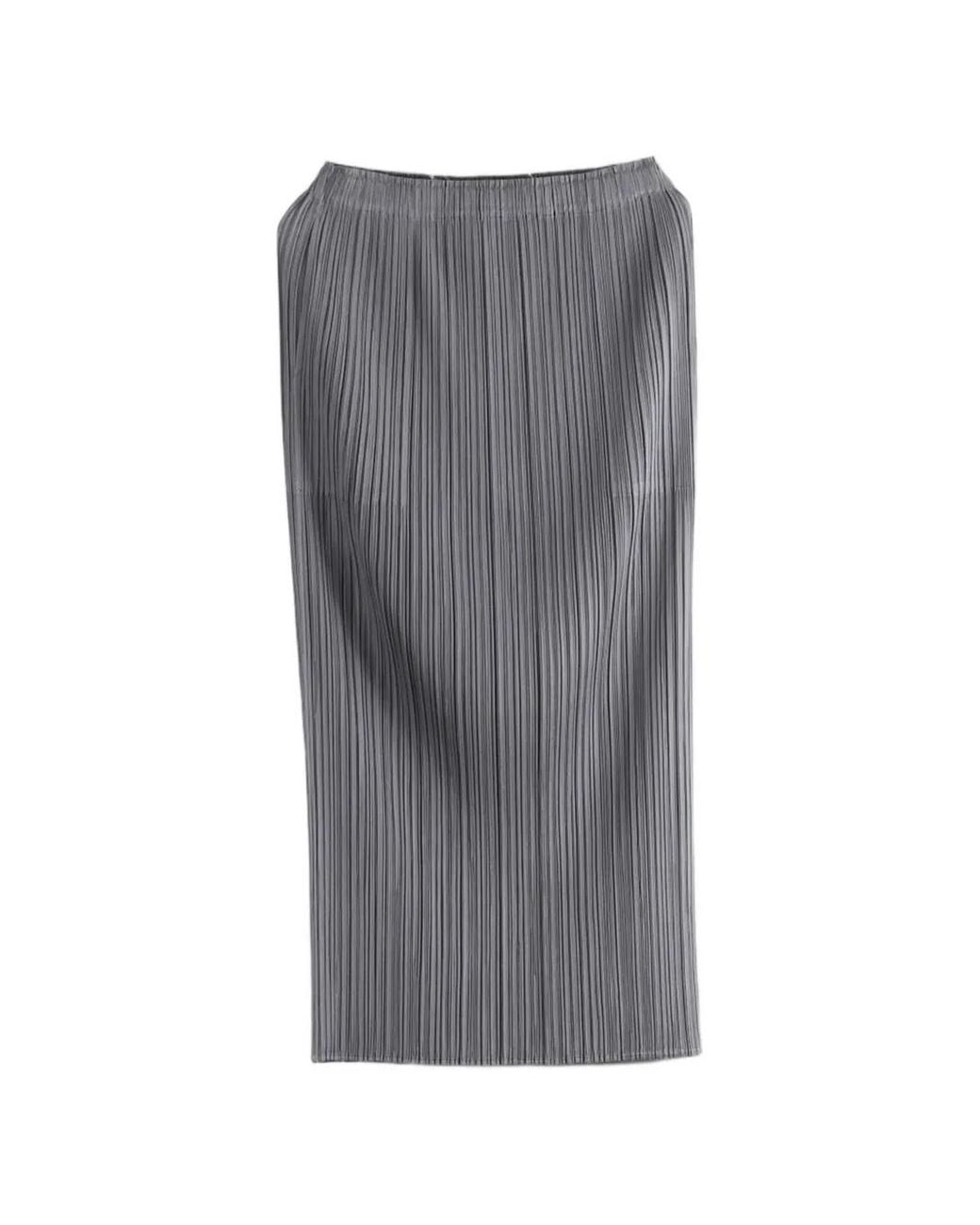 Pleats Please Issey Miyake Gray Pleated Maxi Skirt