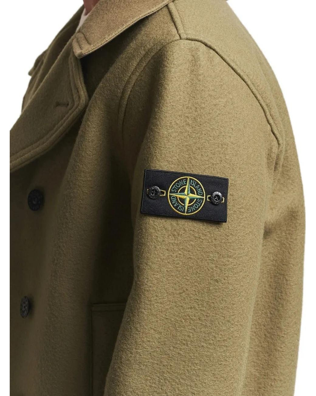 Stone Island Green 4100040 Heavy Melton Peacoat for men