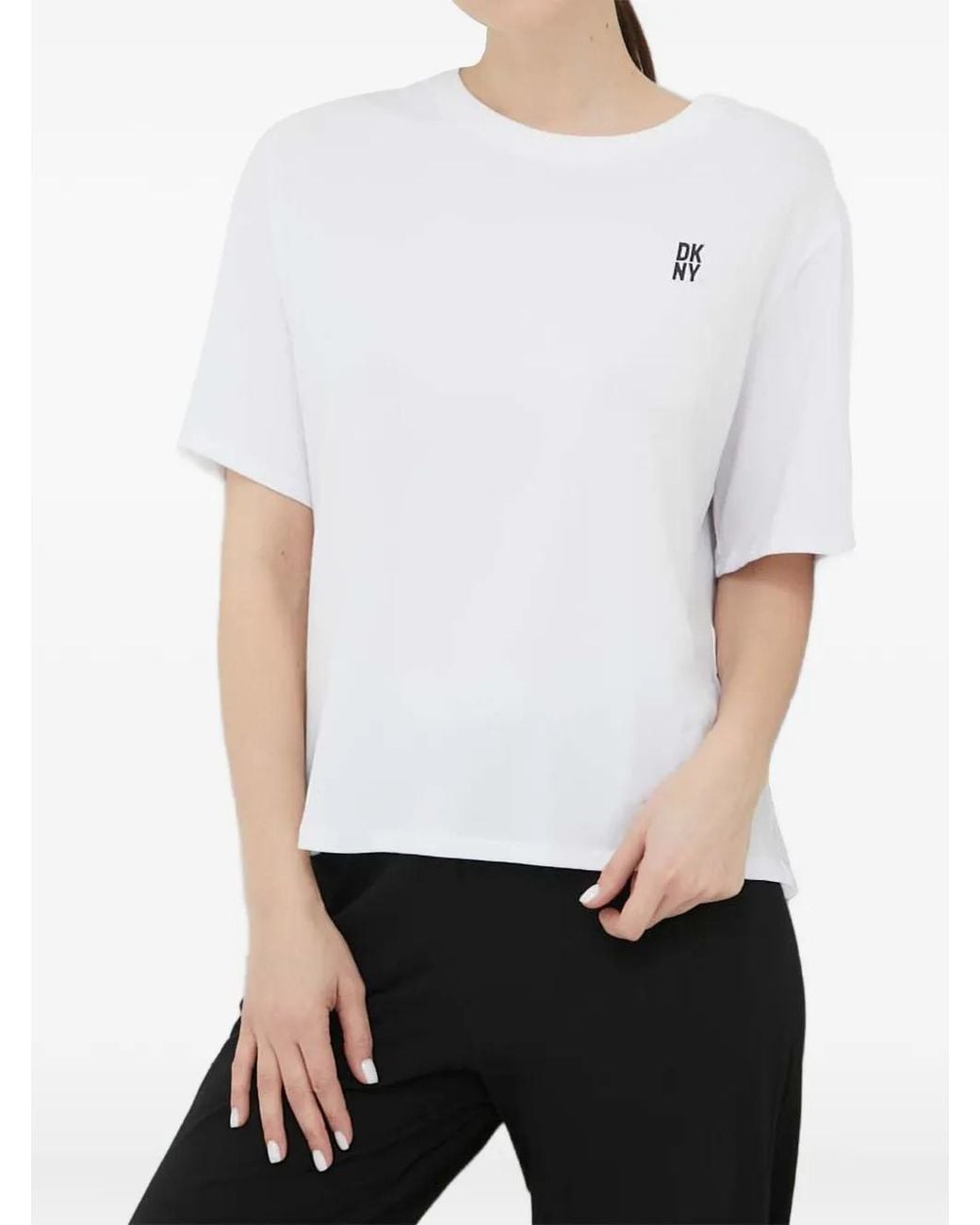 DKNY White Logo-Print Pyjama T-Shirt