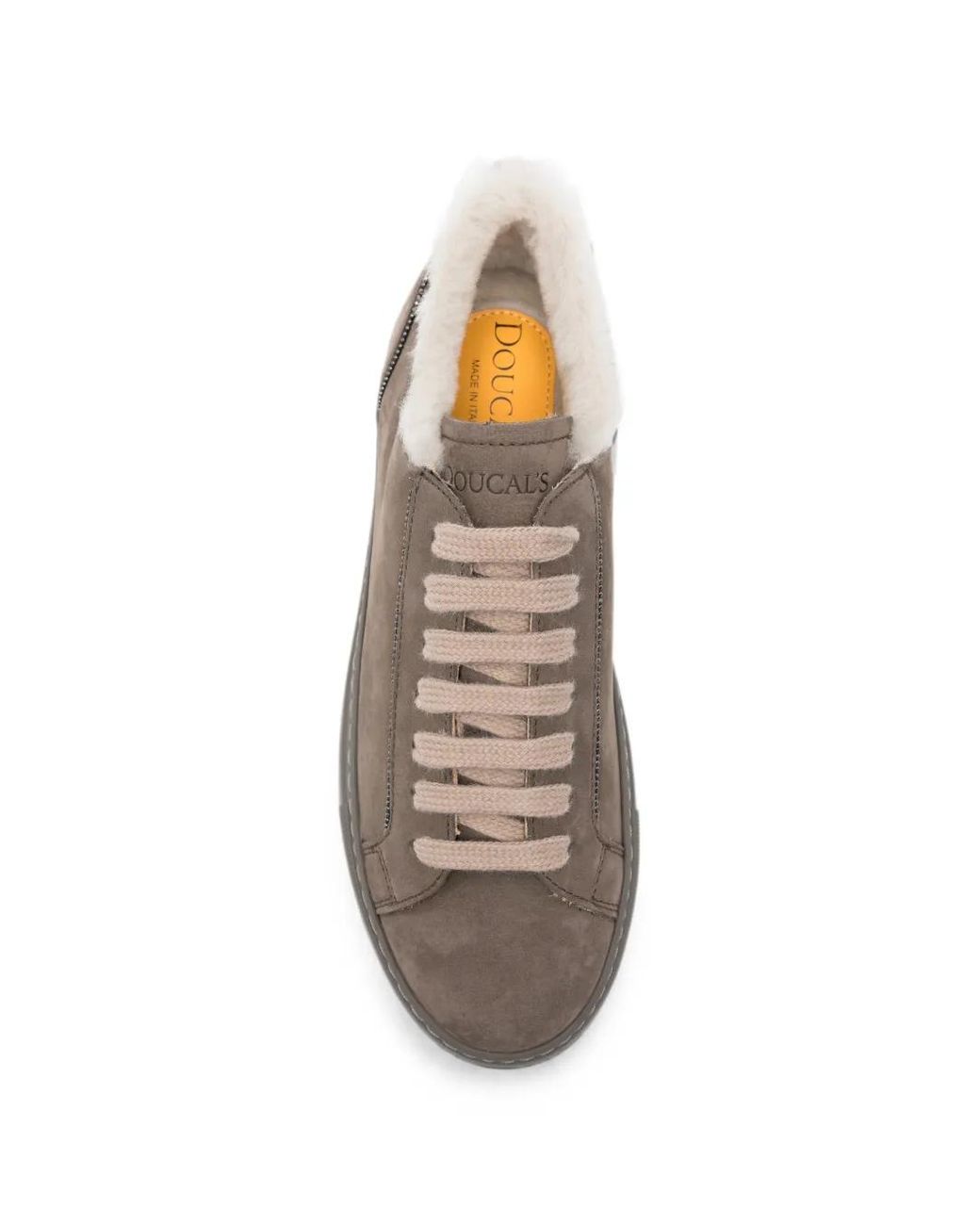 Doucal's Gray Jessie Shearling-Trim Sneakers