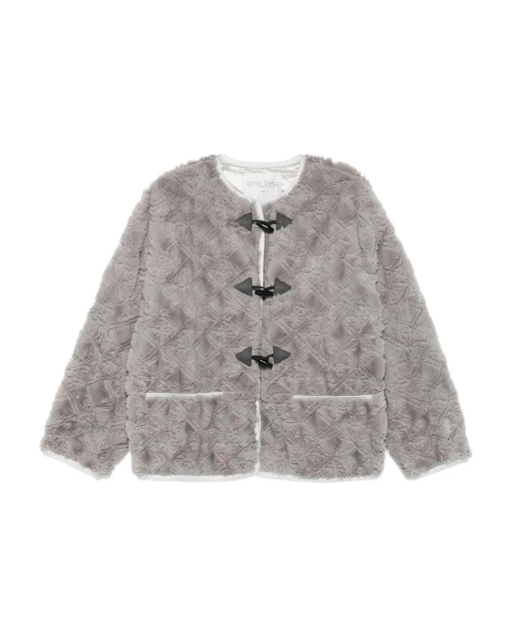Forte_forte Gray Toggle-Fastening Textured Jacket