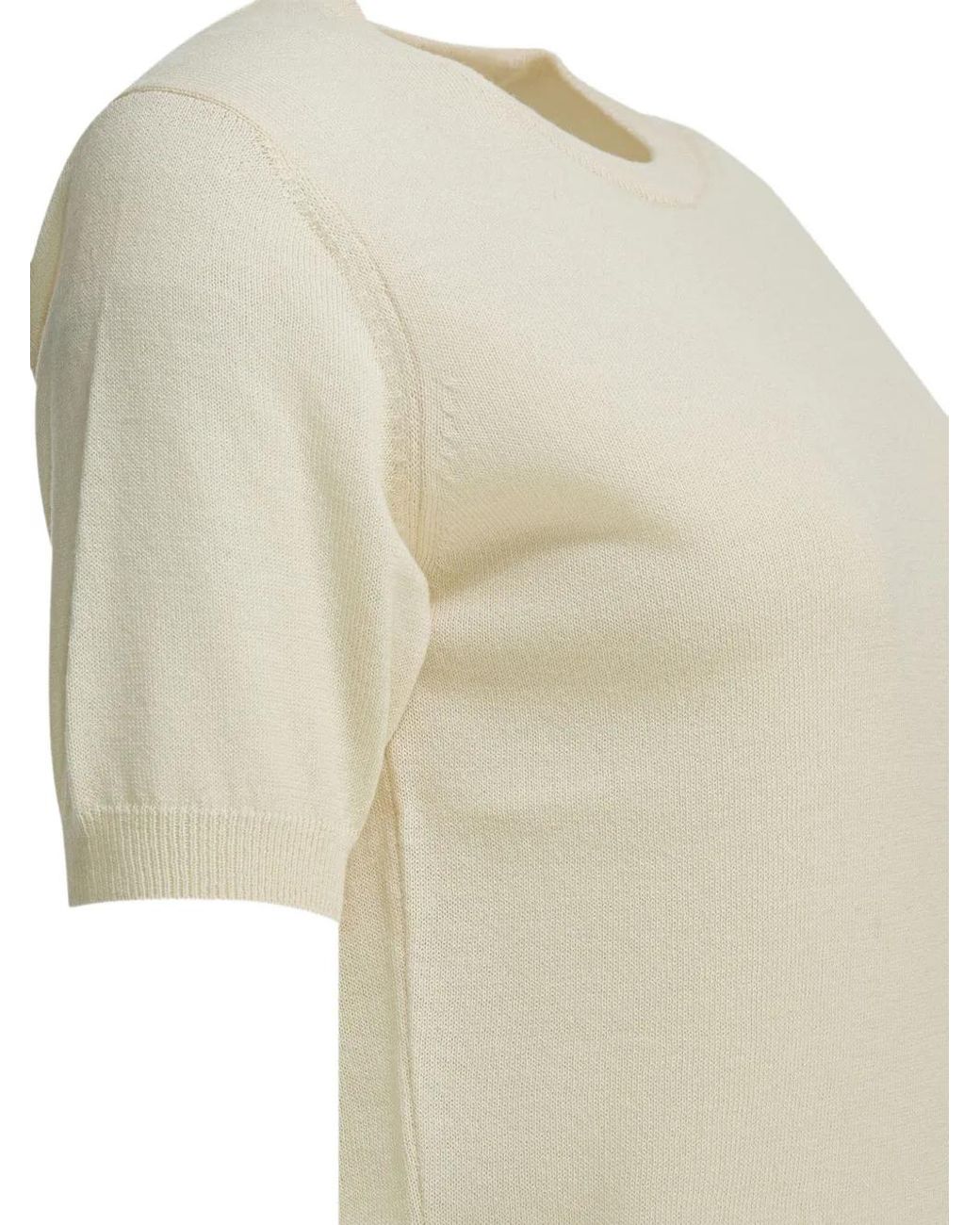 Auralee White Short-Sleeve Sweater