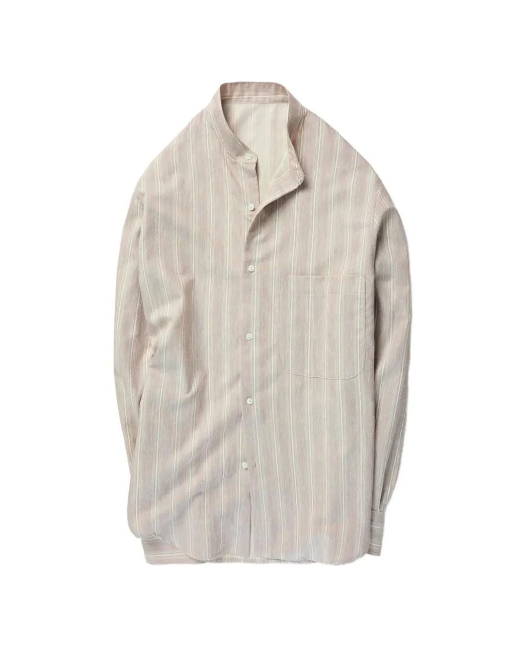 STÒFFA Natural Striped Band-Collar Shirt for men