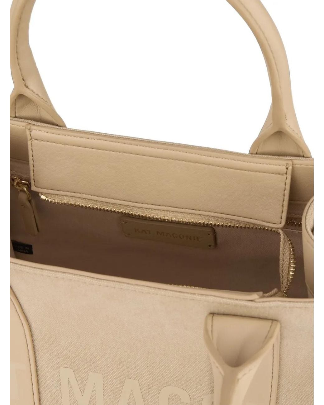 Kat Maconie Natural Small Bianca Logo-Print Tote Bag