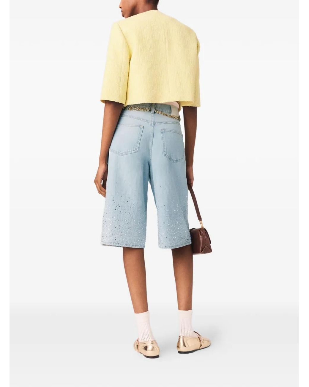 Maje Metallic Short-Sleeved Tweed Jacket