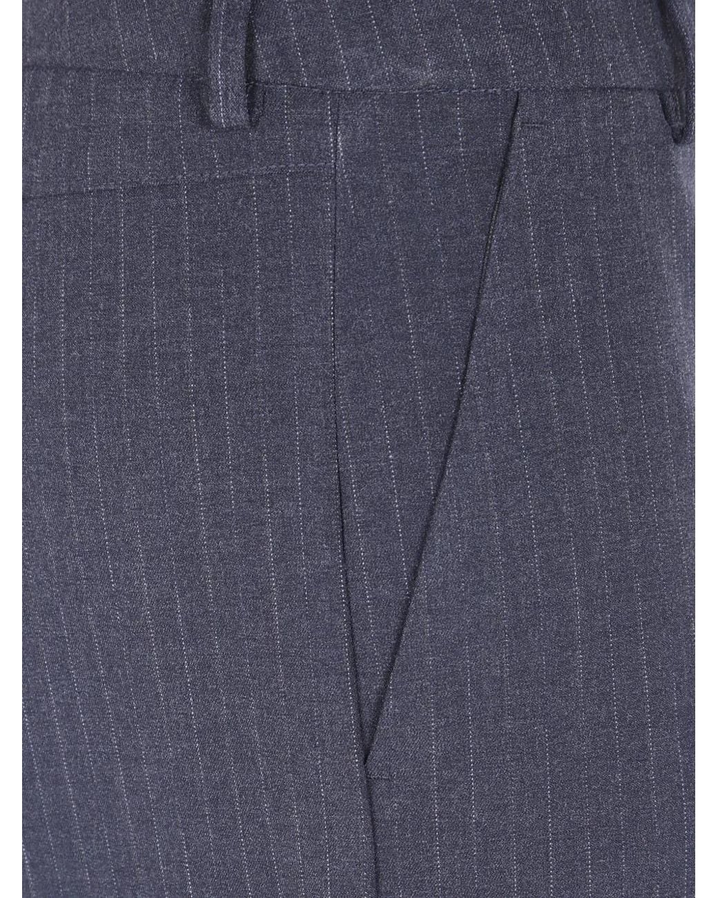 Seventy Blue Pinstripe-Pattern Trousers
