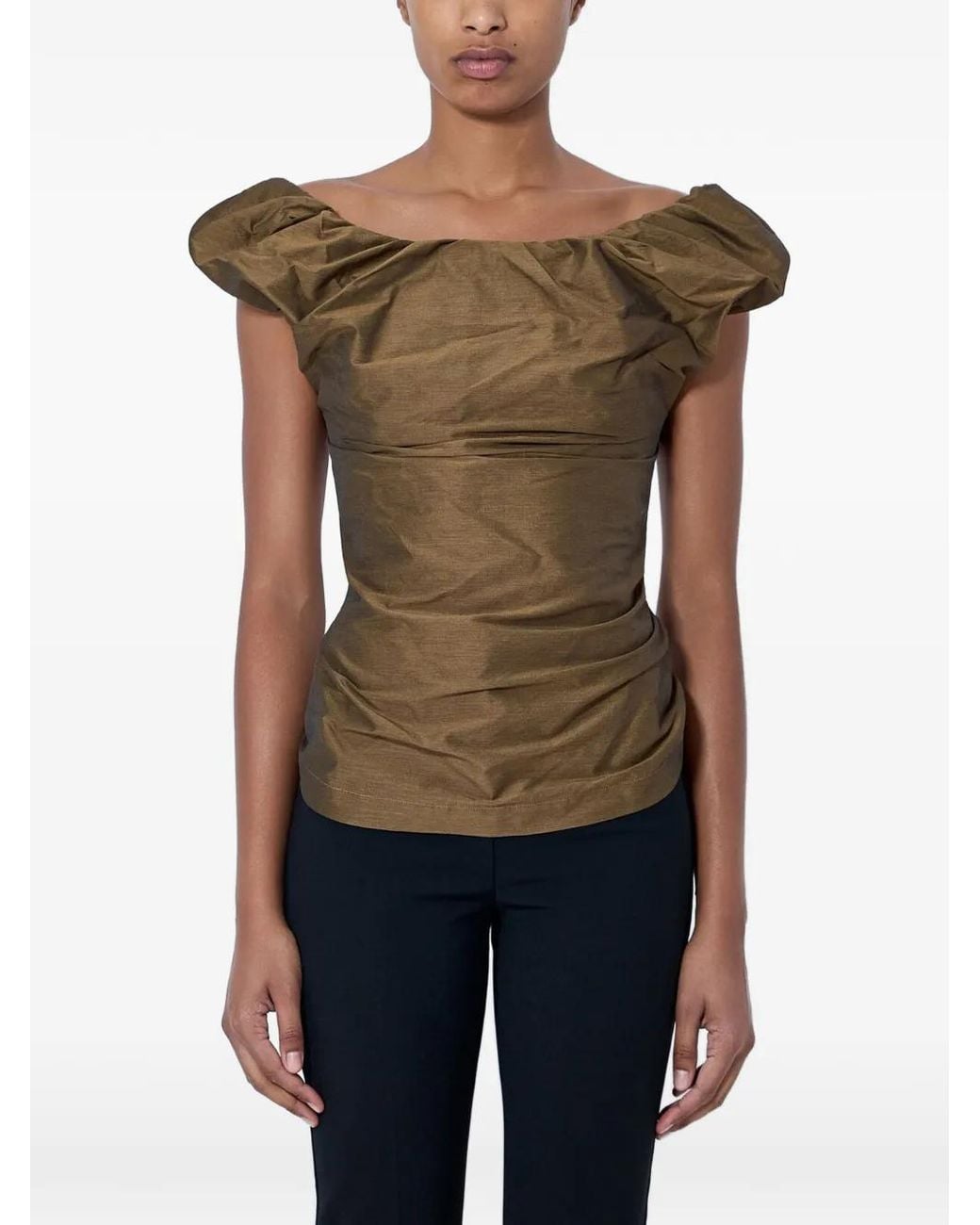 Vivienne Westwood Brown Ruched Off-Shoulder Top