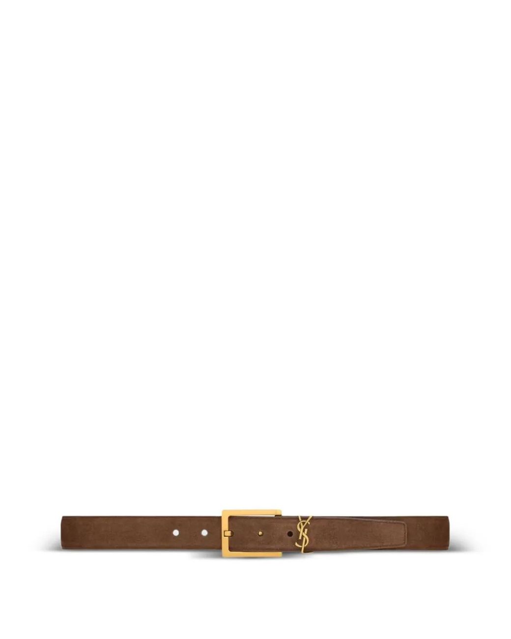Saint Laurent White Logo Buckle Leather Belt