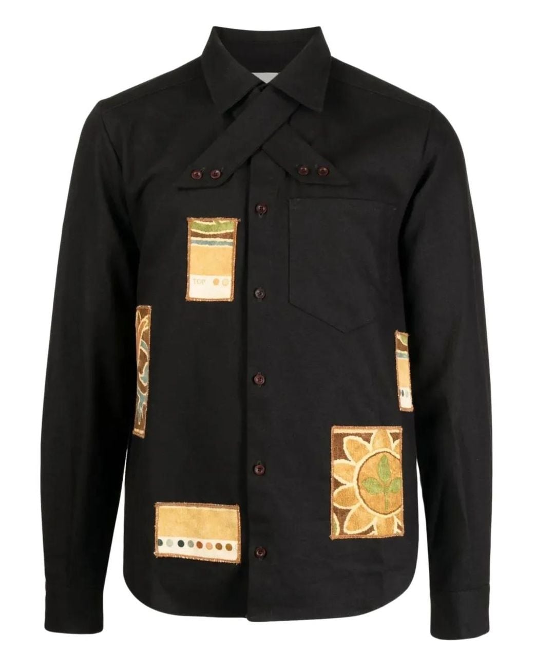 BETHANY WILLIAMS Black Patchwork Panelled Shirt for men