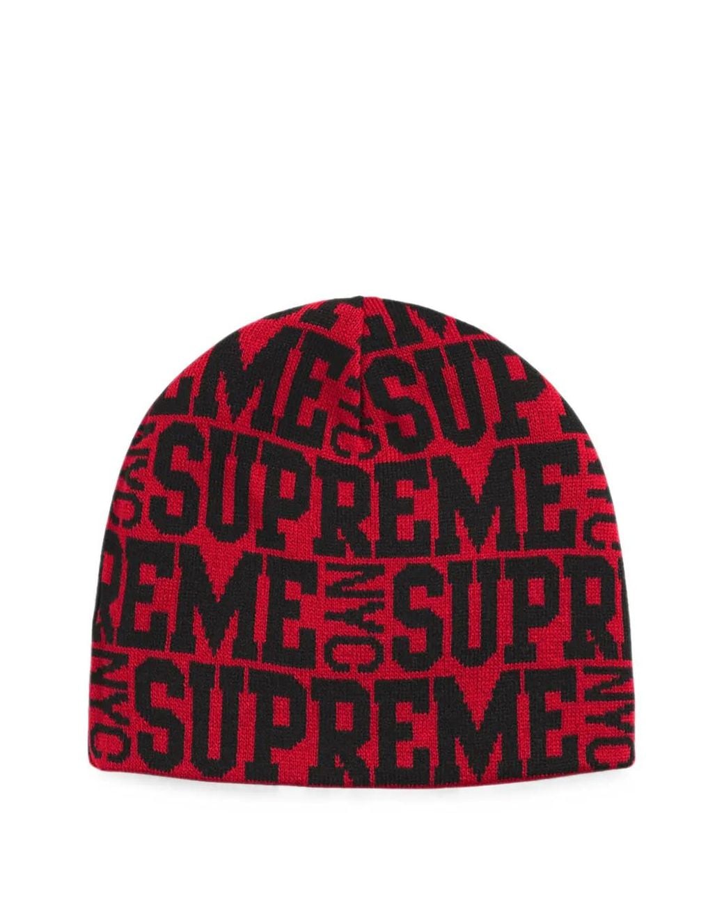 Supreme Red Camouflage-Pattern Beanie Hat for men