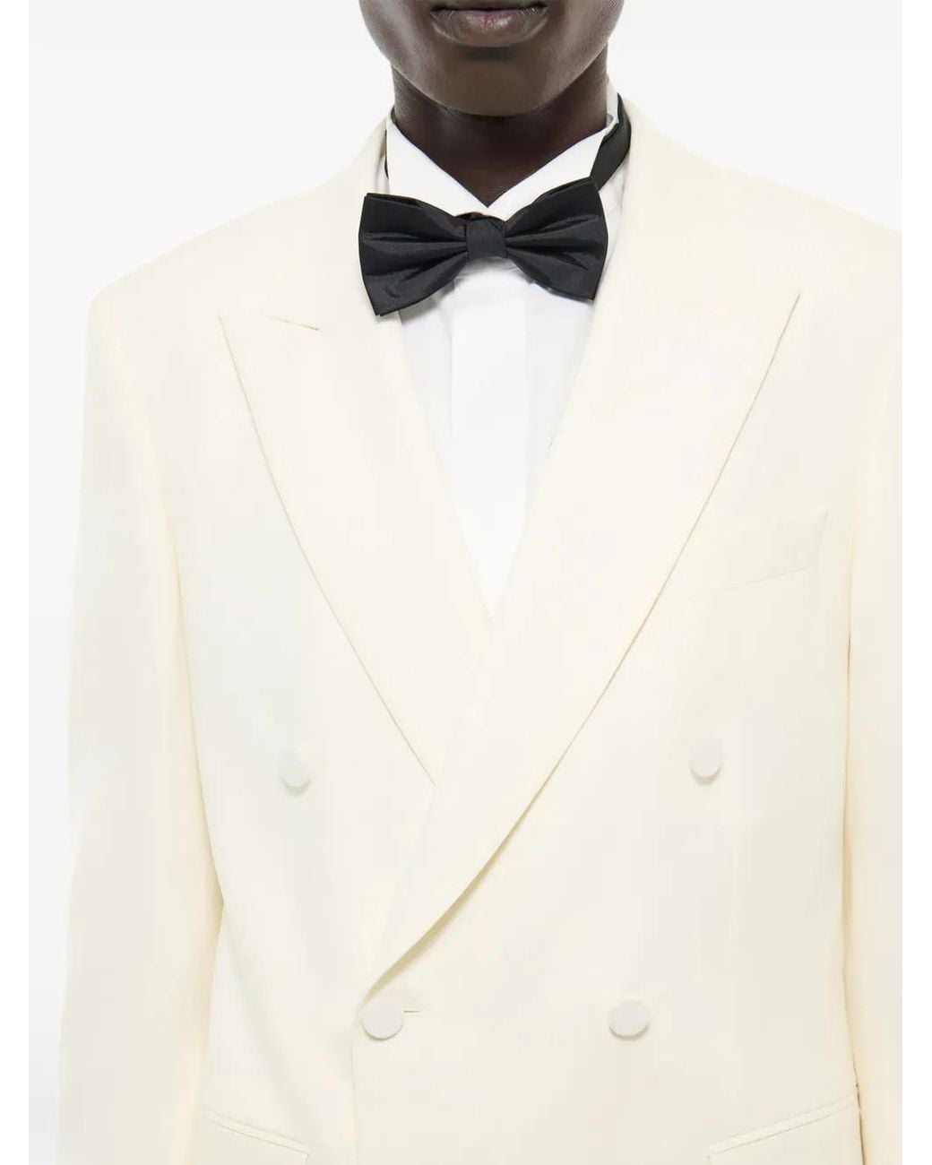 Fursac White Double-Breasted Virgin-Wool Blazer for men