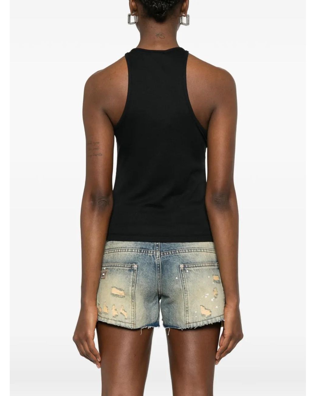 M I S B H V Black Chain Halter-Neck Top