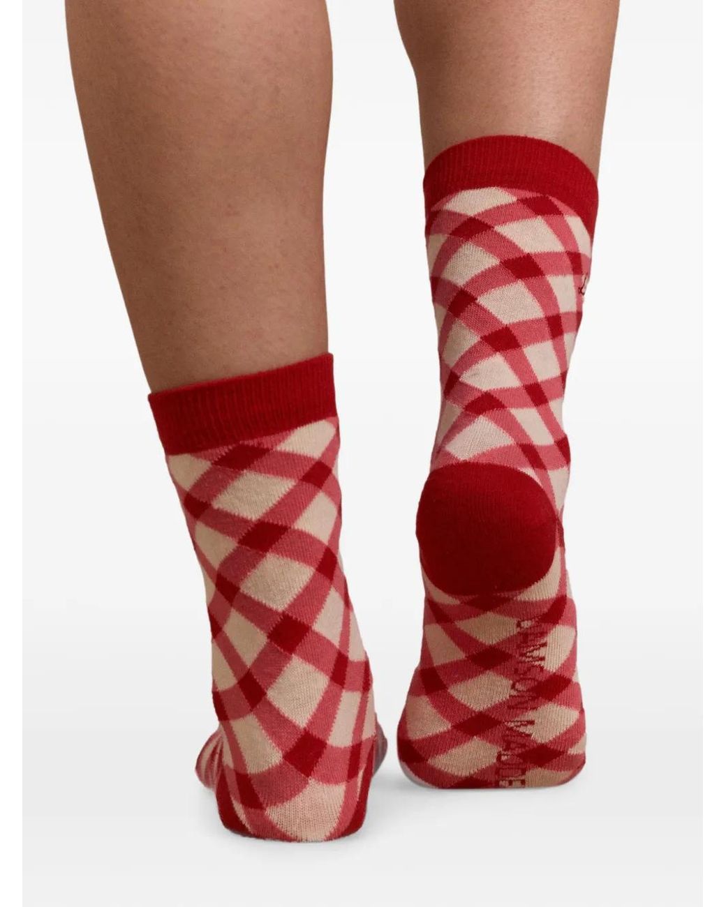 Damson Madder Gingham-Pattern Logo-Embroidered Socks (Set Of Two)