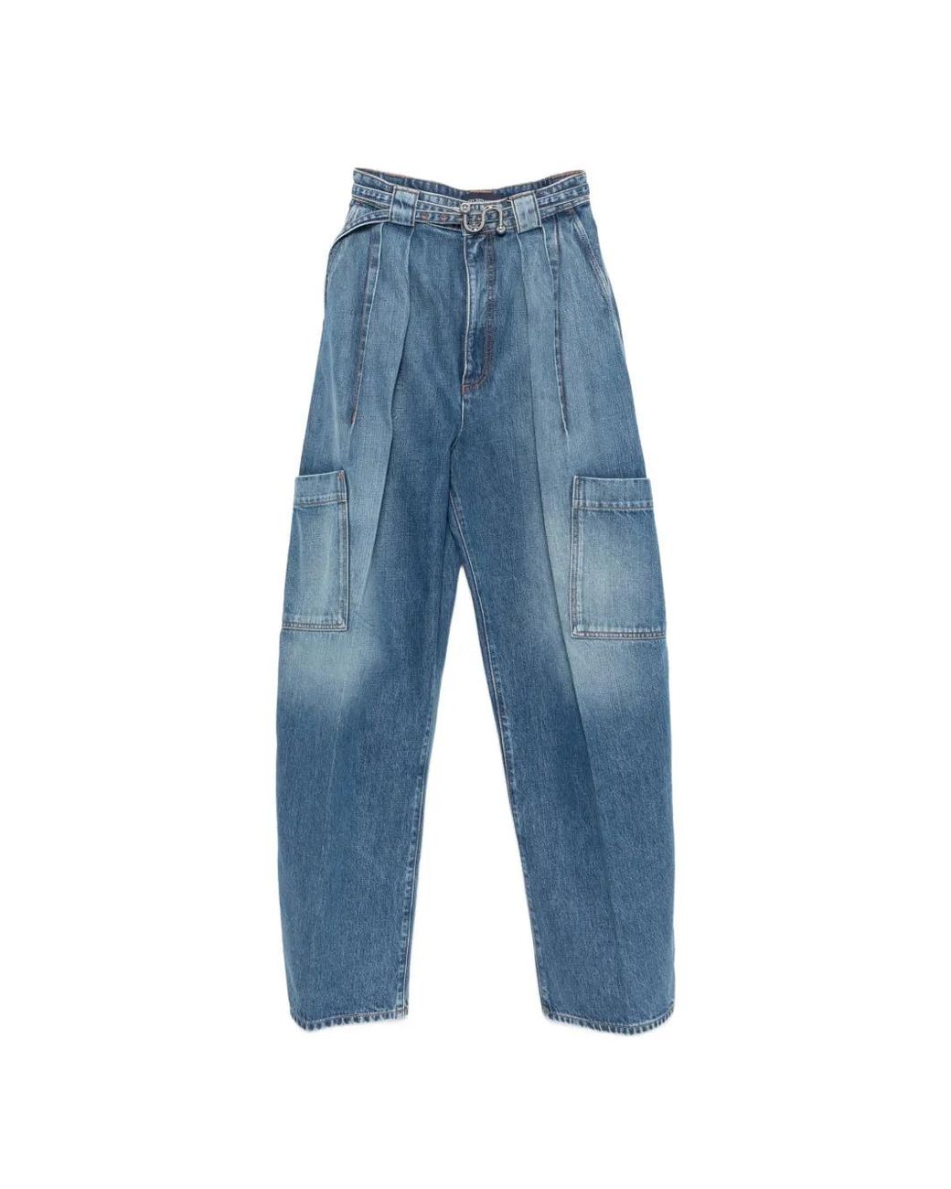 Sportmax Blue Oversized Denim Cargo Trousers