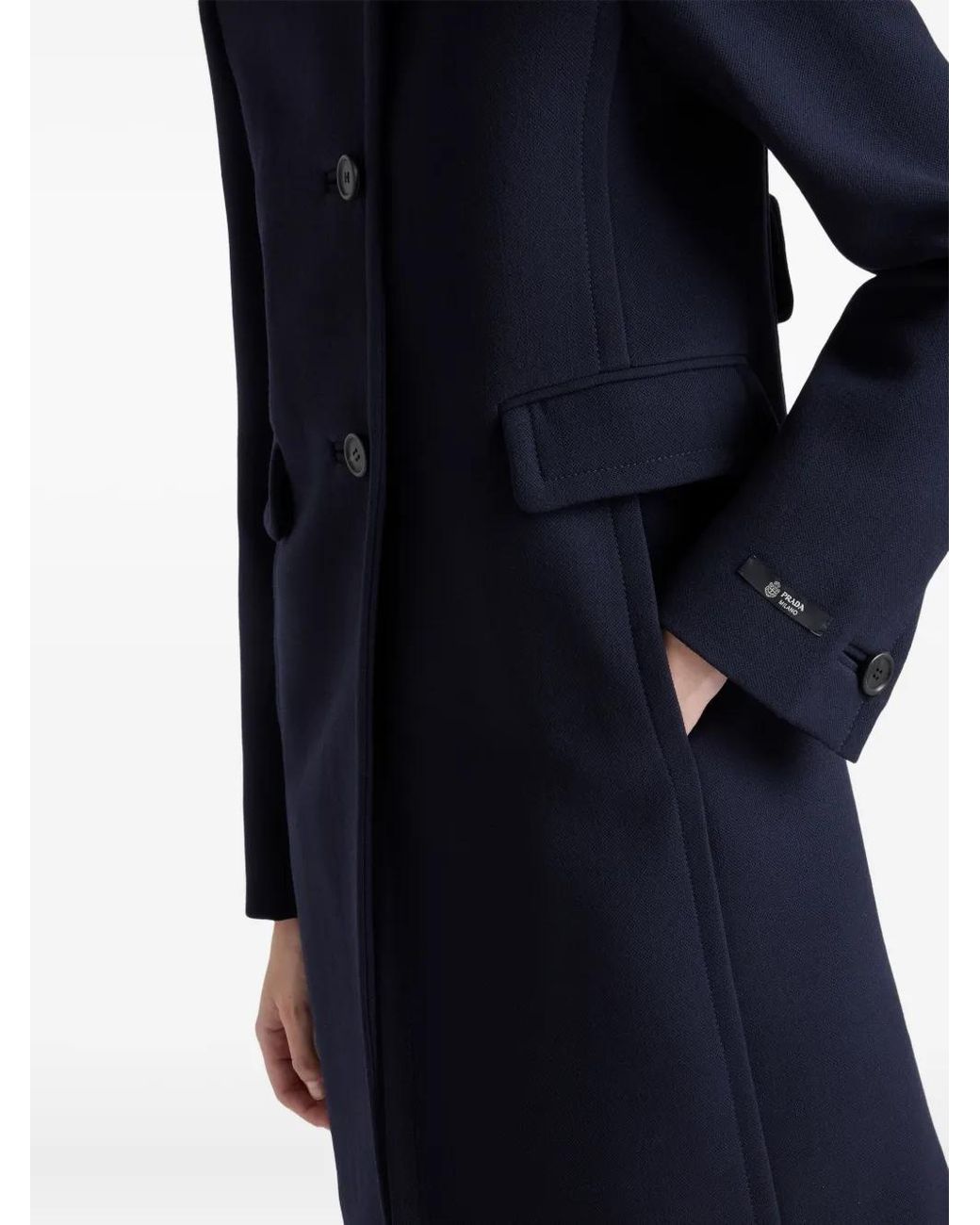 Prada Blue Detachable Collar Single-Breasted Coat