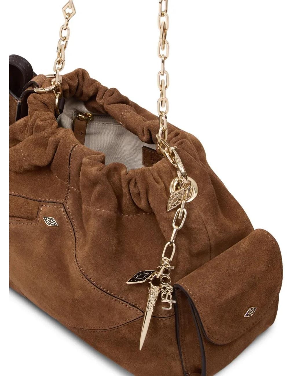 Ba&sh Brown Mini June Chain-Link Shoulder Bag