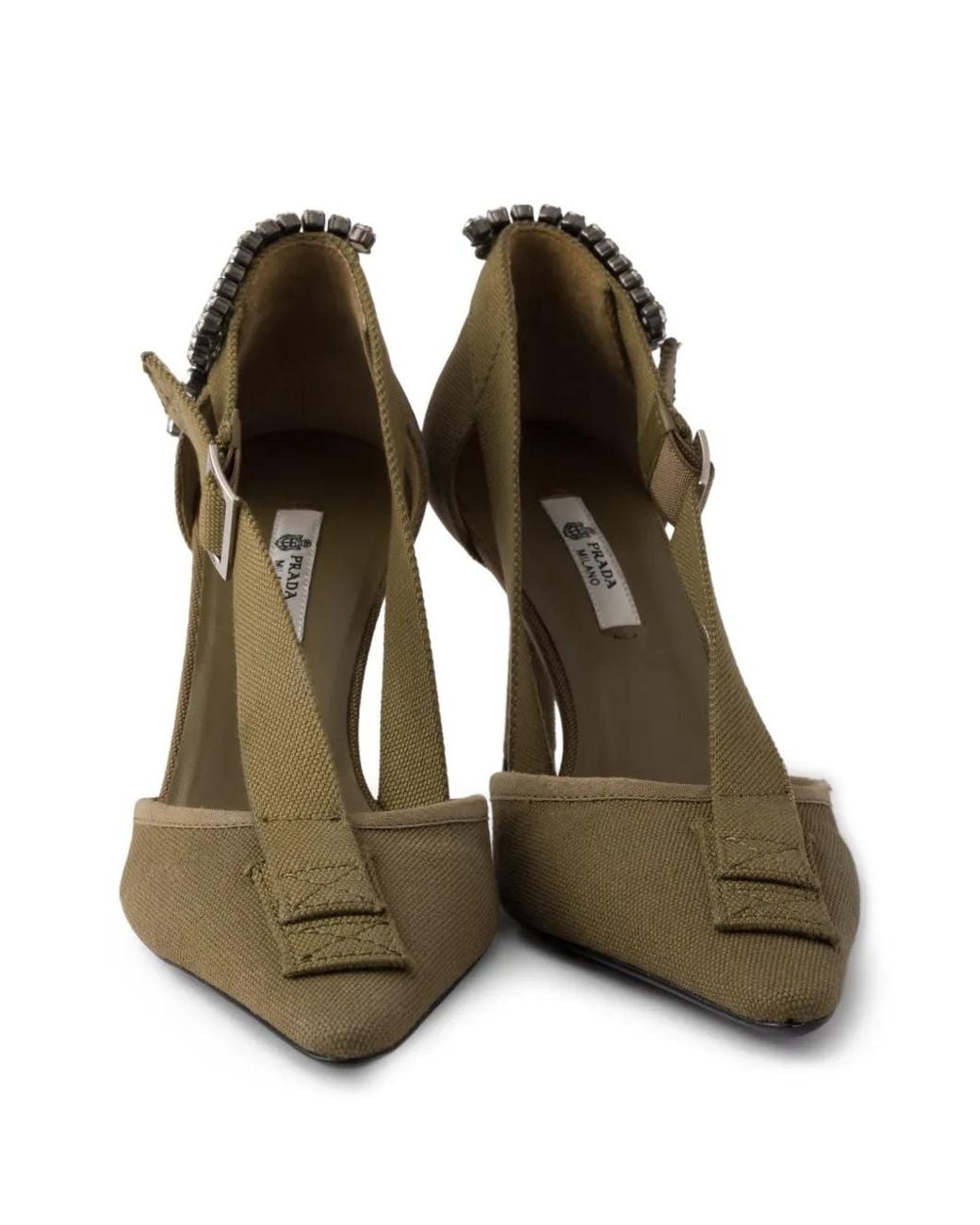 Escarpins En Toile À Ornements En Cristal Prada en coloris Metallic