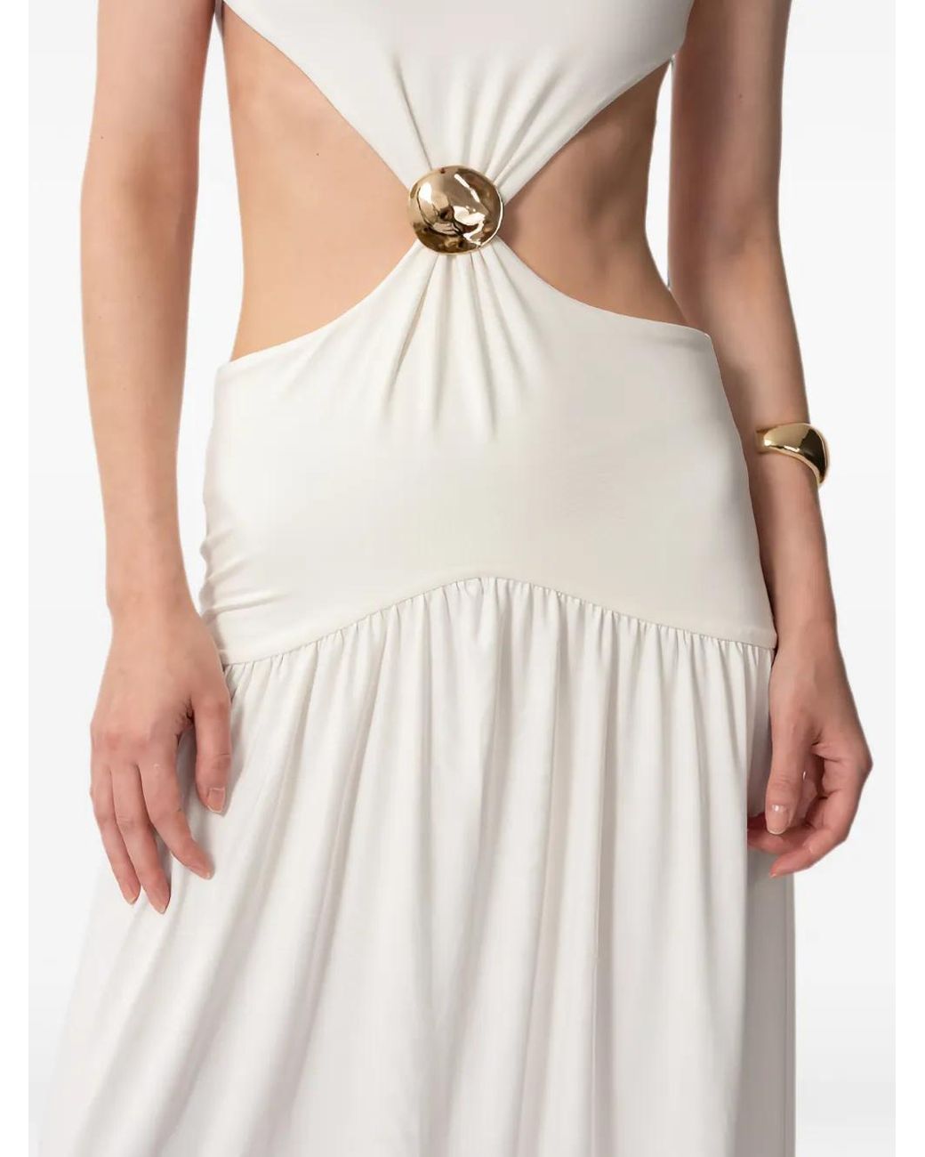 Concepto White Solea Cut-Out Draped-Panel Maxi Dress