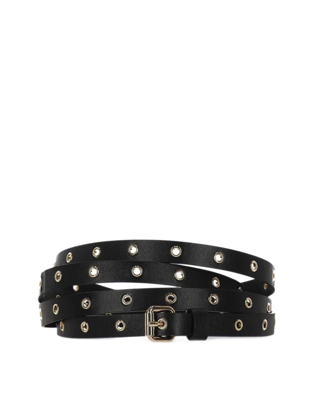 Orciani Black Eyelet-Embellished Leather Belt