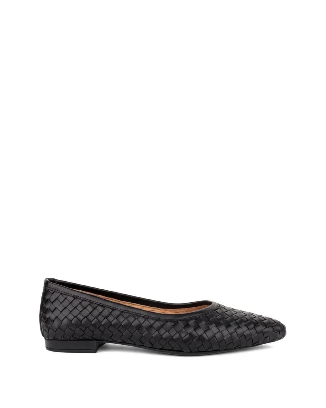 SERGIO MORETTI FIRENZE Black Woven Almond-Toe Ballet Flats
