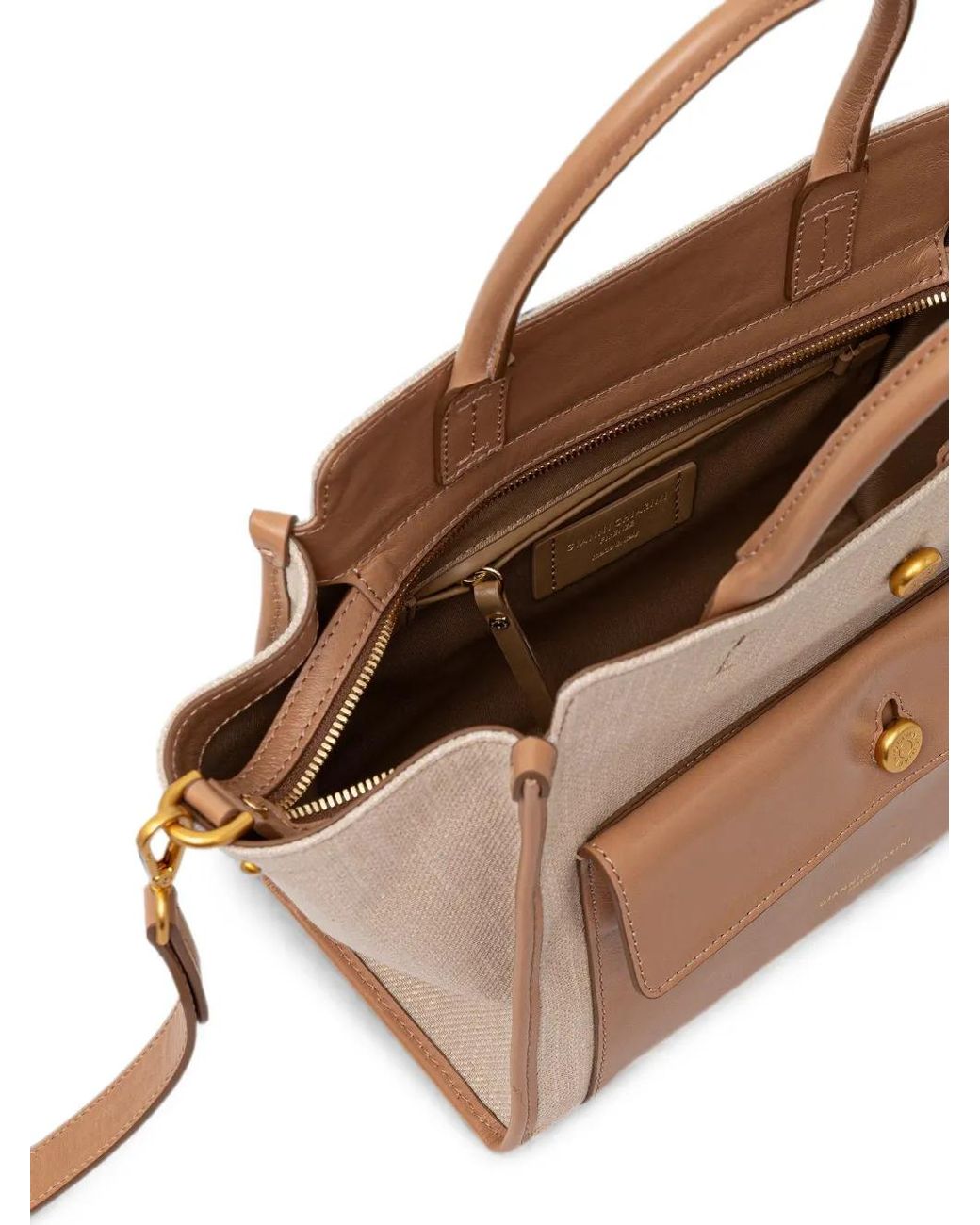 Gianni Chiarini Natural Cher Leather-Trim Canvas Tote Bag
