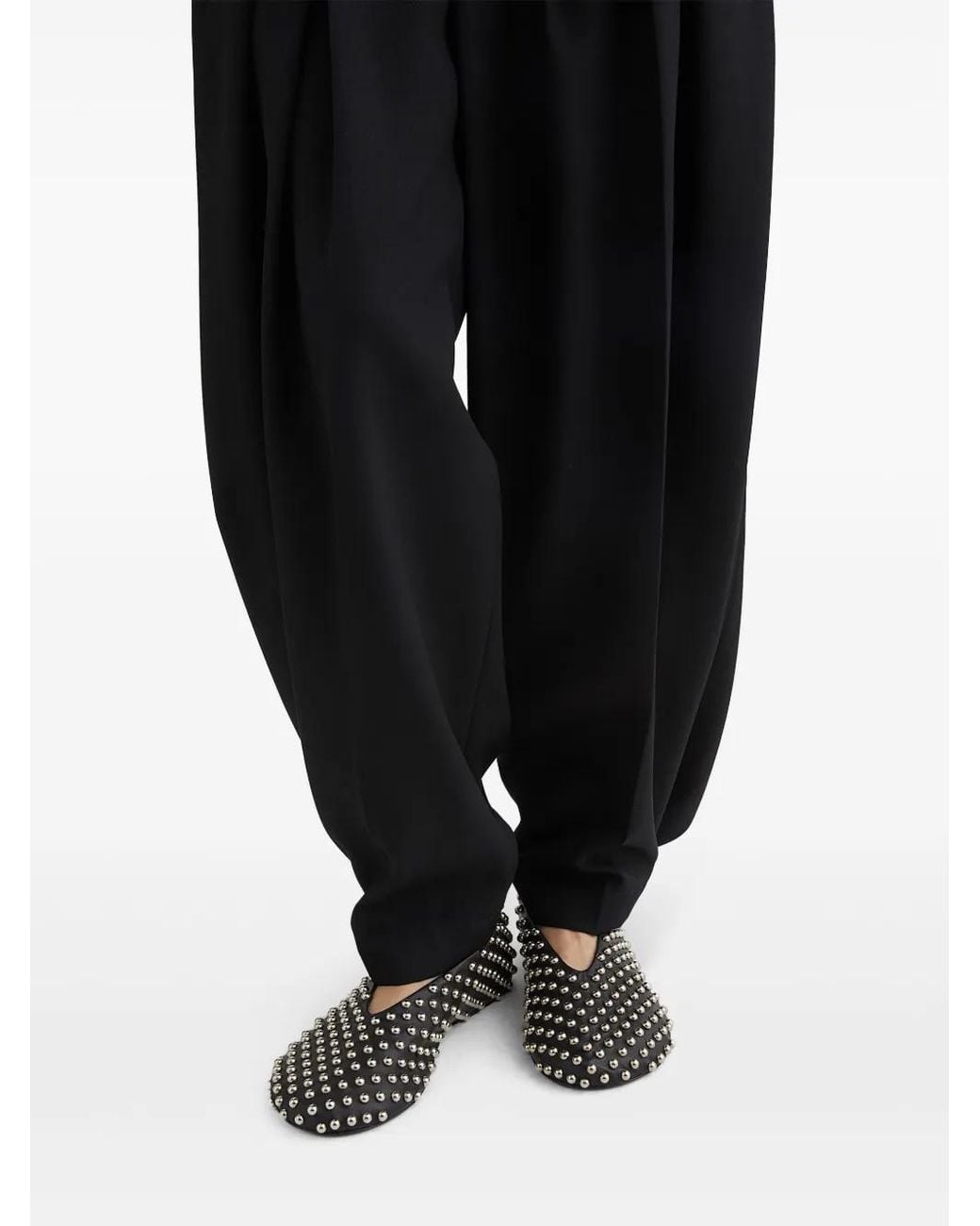 Jil Sander Gray Studded Ballerina Shoes