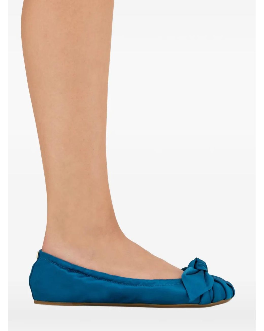 Ferragamo Blue Bow Embellished Ballet Flats