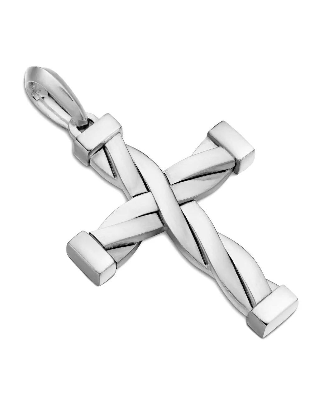 David Yurman White Sterling Dy Helios Cross Pendant (48Mm) for men