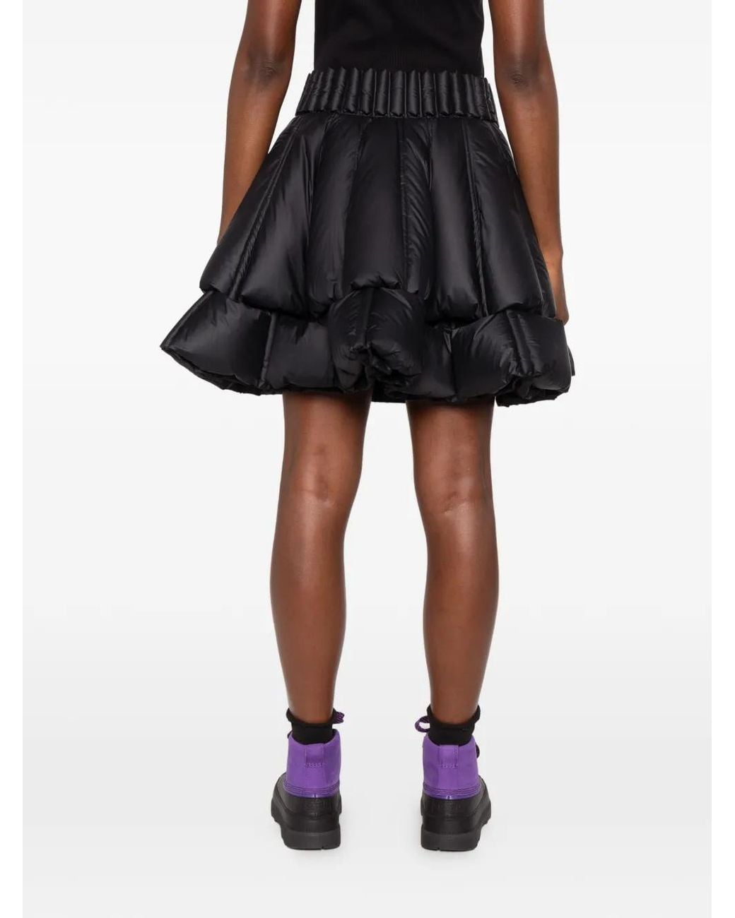 RAXXY Black Quilted Tiered Mini Skirt