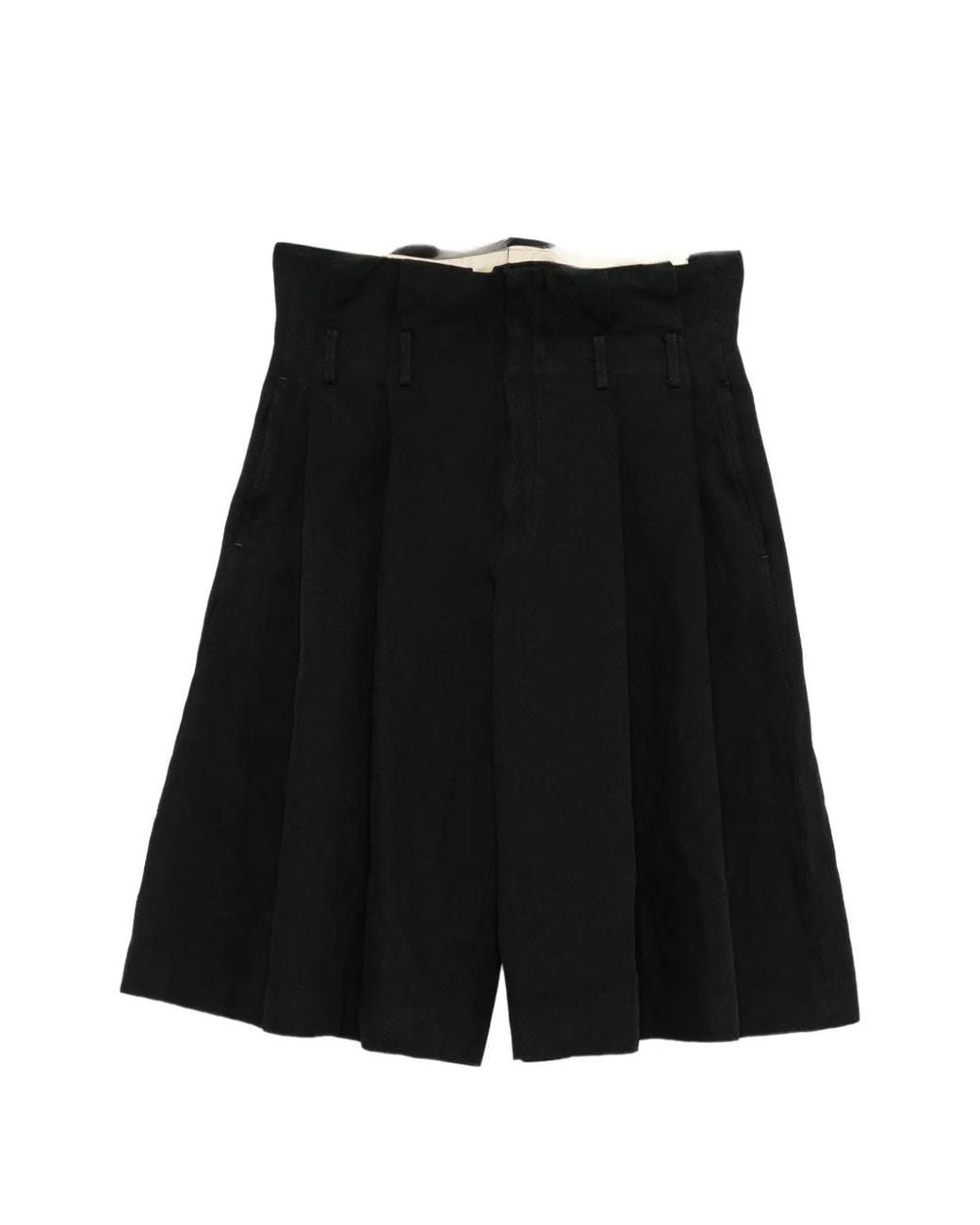 Comme des Garçons Black Pleated Wide-Leg Shorts for men