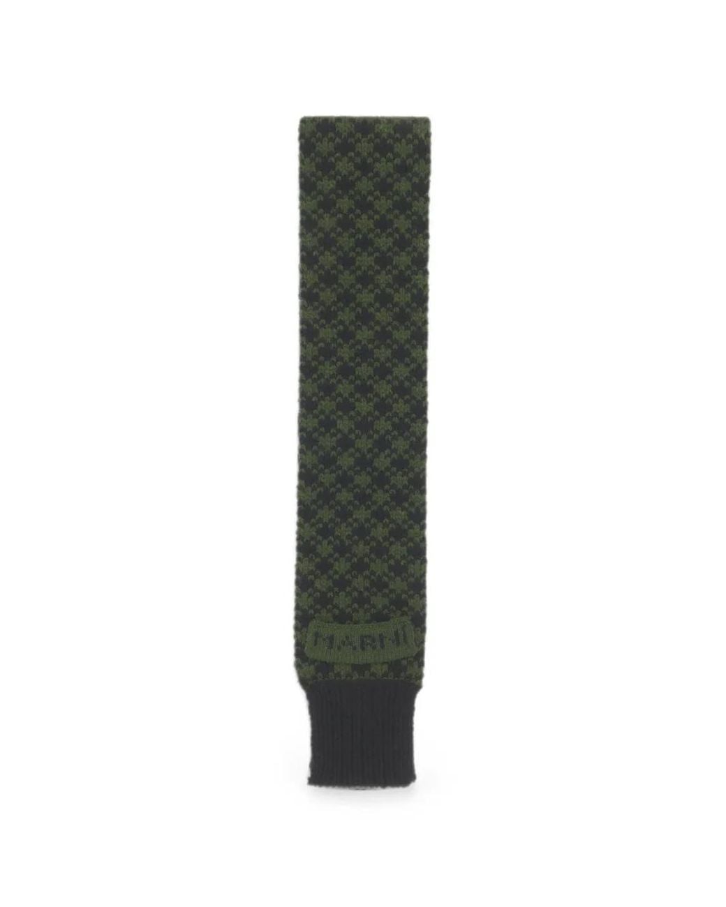 Marni Green Wool Scarf With Geometric Motif for men