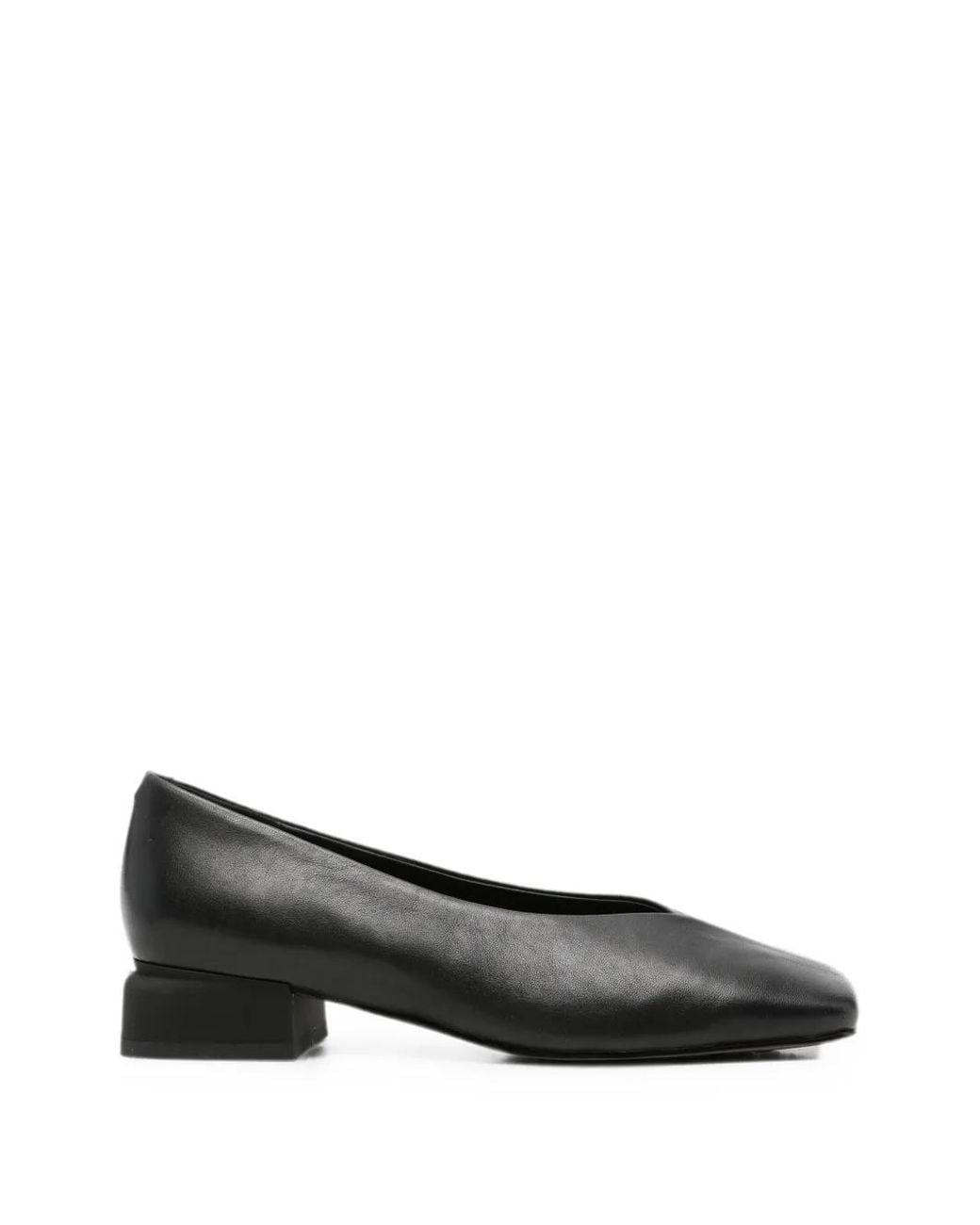 Linda Baumann Black Square-Toe Block-Heel Pumps