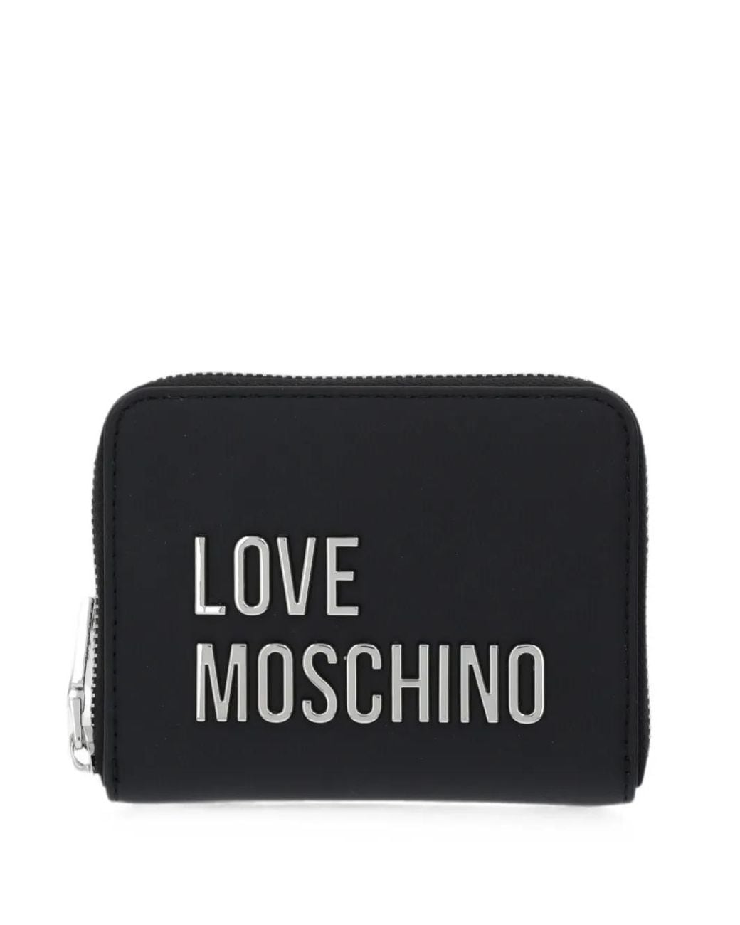 Love Moschino Black Logo-Lettering Zip-Around Wallet