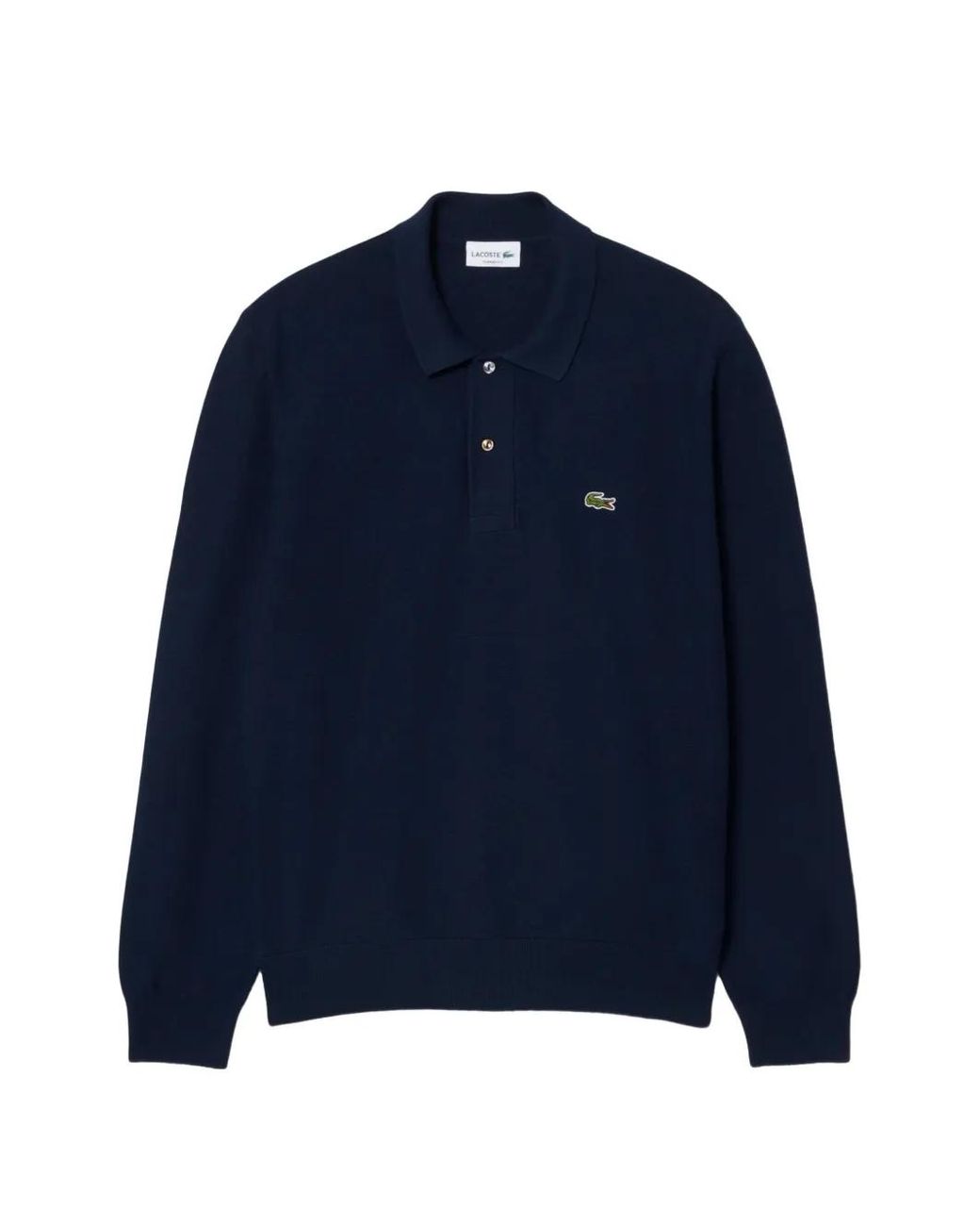 Lacoste Blue Classic-Fit Long-Sleeved Knitted Polo Shirt for men