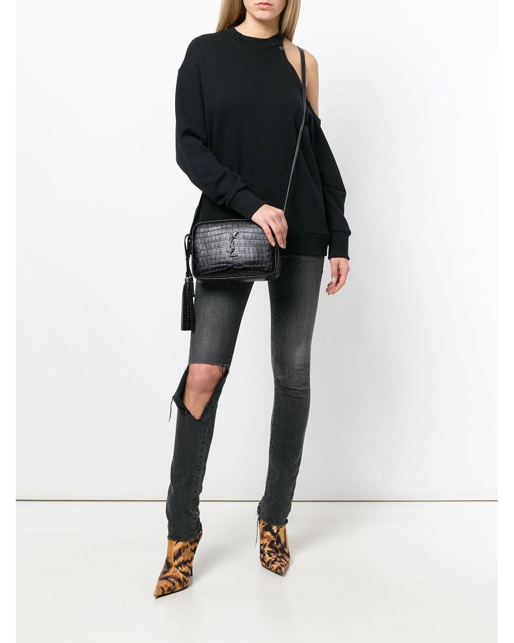 Lou camera bag deals in crocodile embossed leather