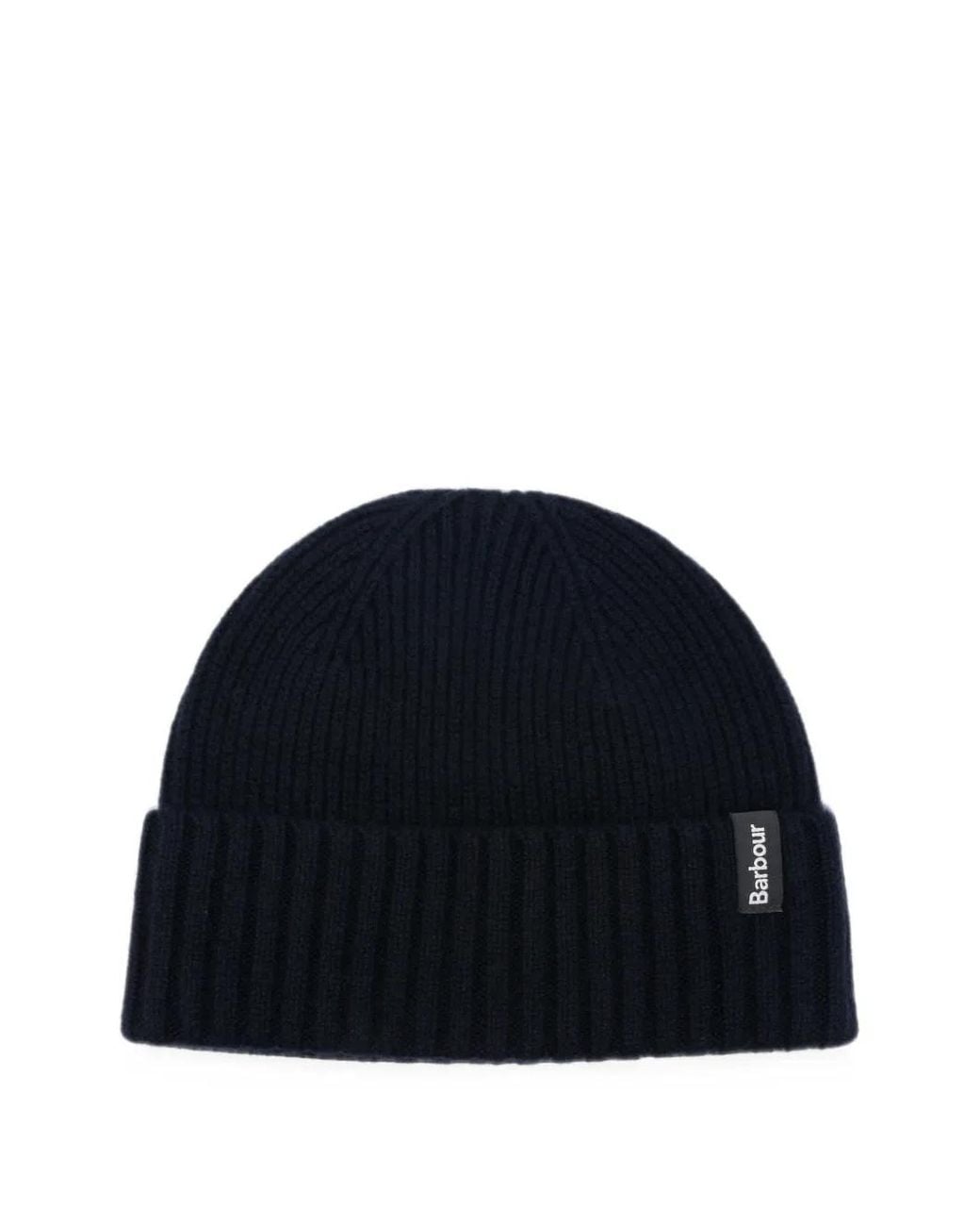 Barbour Blue Ribbed-Knit Beanie Hat for men