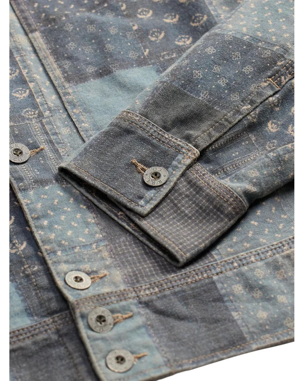 RRL Gray Patchwork Button Jacket for men