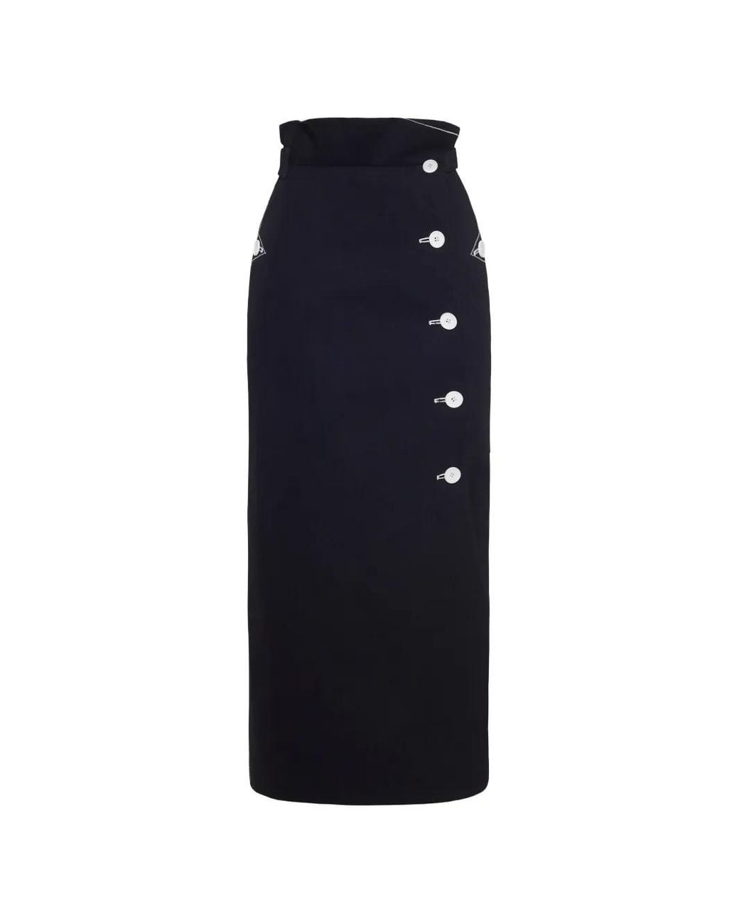 Adam Lippes Blue Finch Button-Fastening Skirt