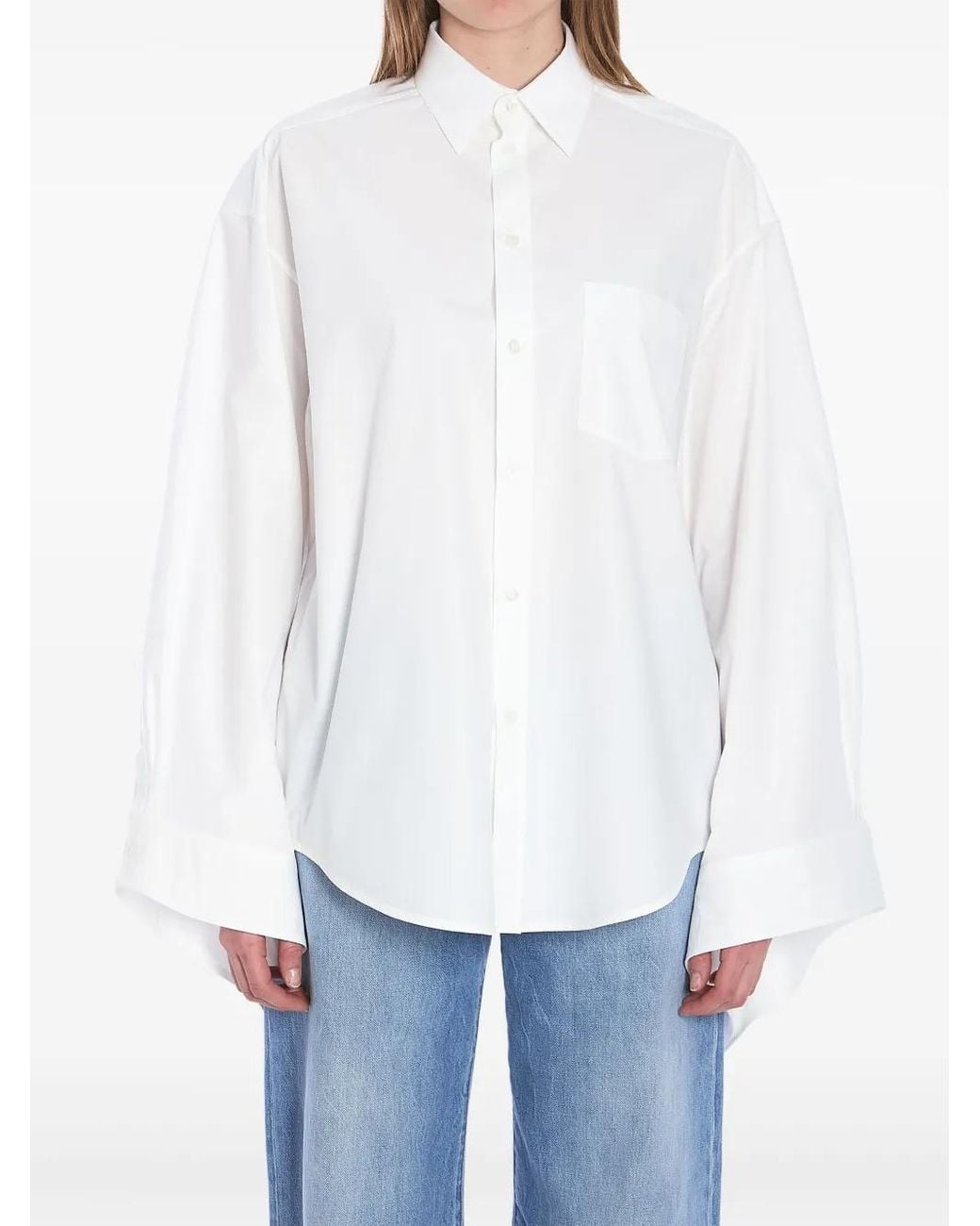 Balenciaga White Tied Cuffs Blouse