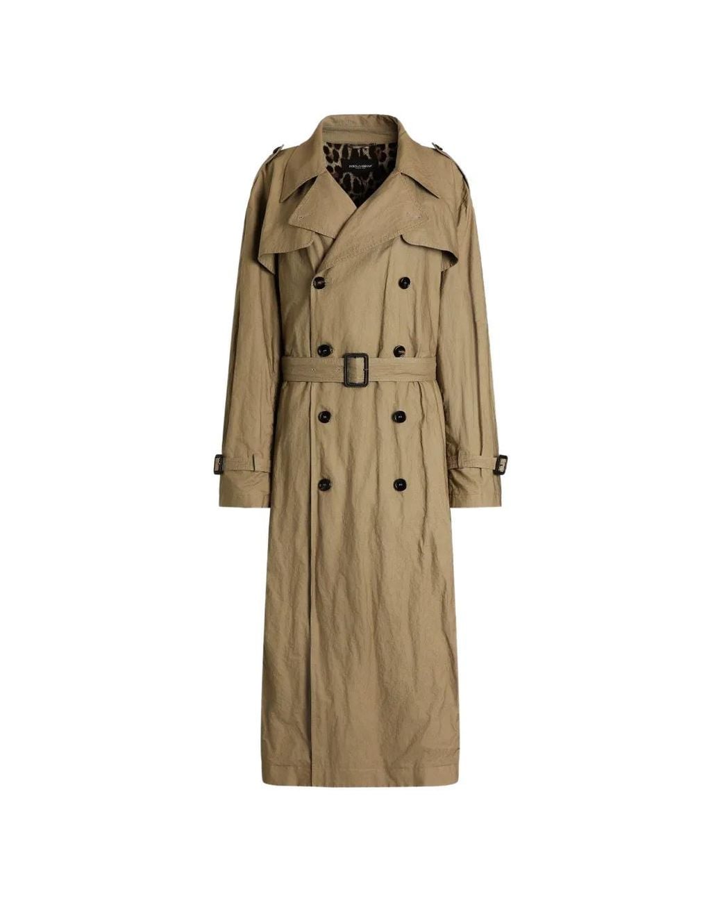 Dolce & Gabbana Natural Double-Breasted Trench Coat