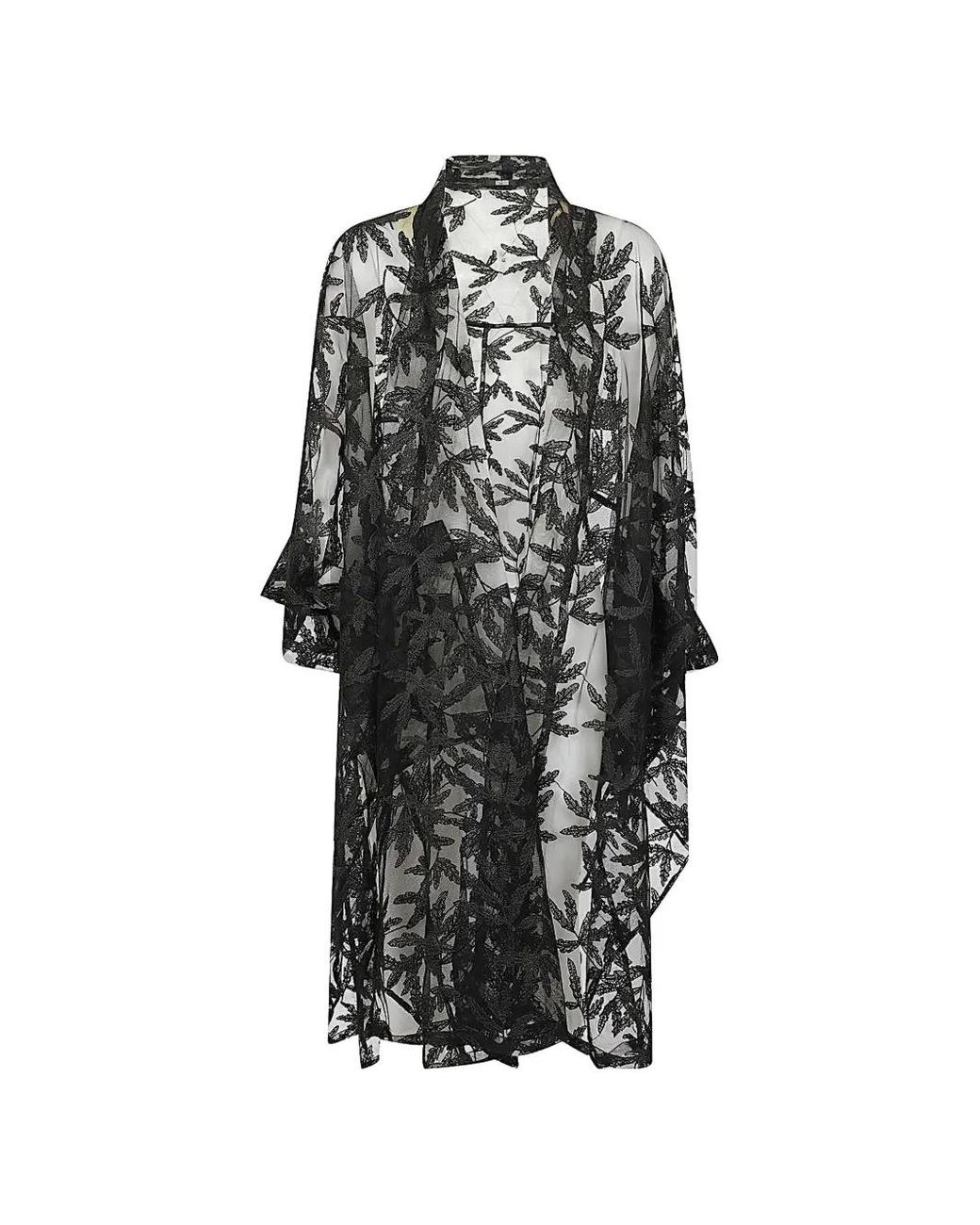 Moyuru Black Cape Transparente À Broderies